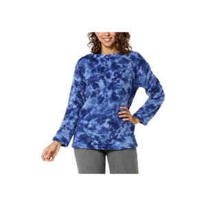 Comfort Code Women's Plush Knit Pullover Tunic Blue Tie Dye - Regular